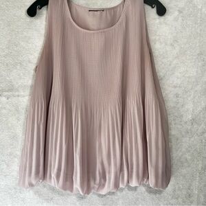 Alfani Sleeveless All Over Pleated Top Bubble Hem Size Large